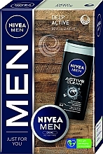 Zestaw - NIVEA MEN Deep Active Body Care Gift Set (sh/gel/250ml + b/cr/75ml) — Zdjęcie N1