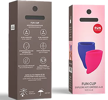 Zestaw kubeczków menstruacyjnych rozmiar A i B - Fun Factory Fun Cup Explore Kit — Zdjęcie N1