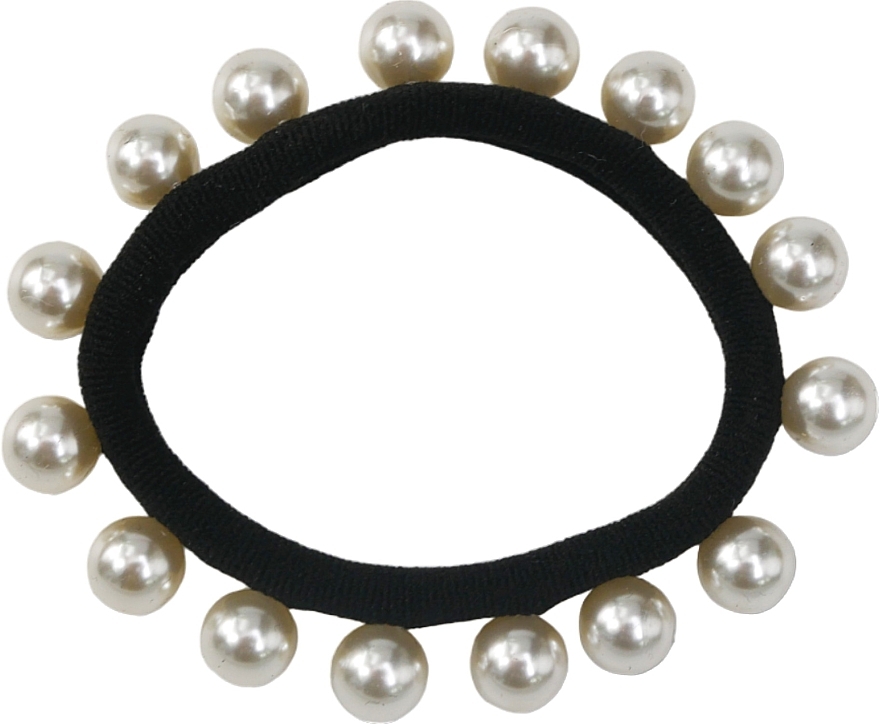 Gumka do włosów z perełkami, czarna - Lolita Accessories — Zdjęcie N1