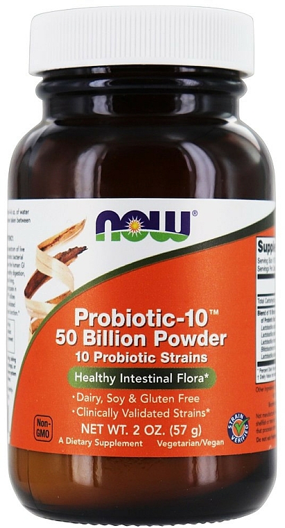 Probiotyki w proszku - Now Foods Probiotic-10, 50 Billion Powder — Zdjęcie N1