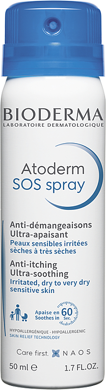 Ultrałagodzący spray eliminujący swędzenie skóry - Bioderma Atoderm SOS Spray