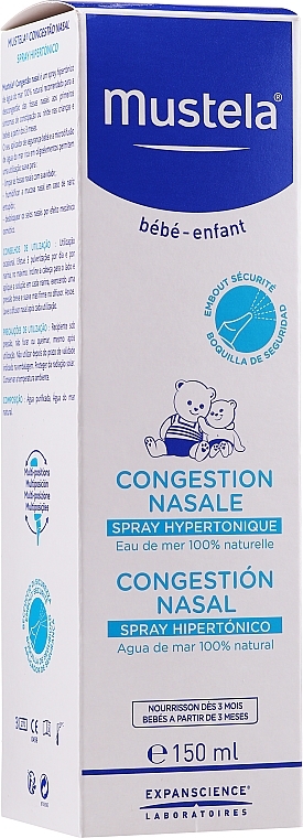 PRZECENA! Hipertoniczny spray na przekrwienie błony śluzowej nosa - Mustela Nasal Congestion Hipertonic Spray * — Zdjęcie N2