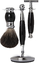 Kup Zestaw do golenia - Golddachs Pure Badger, Safety Razor Polymer Black Chrome (sh/brush + razor + stand)