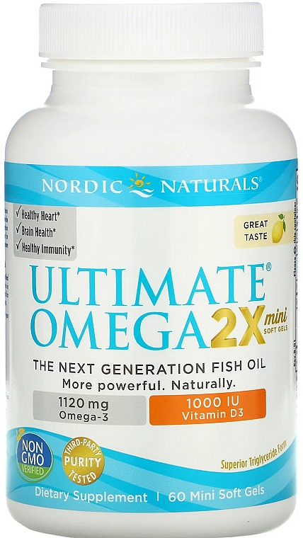 Suplement diety Omega 2x+Witamina D3 o smaku cytrynowym - Nordic Naturals Omega 2X Mini With Vitamin D3 — Zdjęcie N1