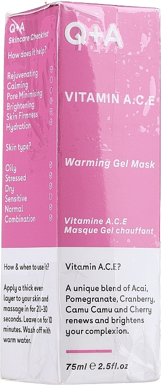 PRZECENA! Antyoksydacyjna maska witaminowa do twarzy - Q + A Vitamin A.C.E. Warming Gel Mask * — Zdjęcie N1