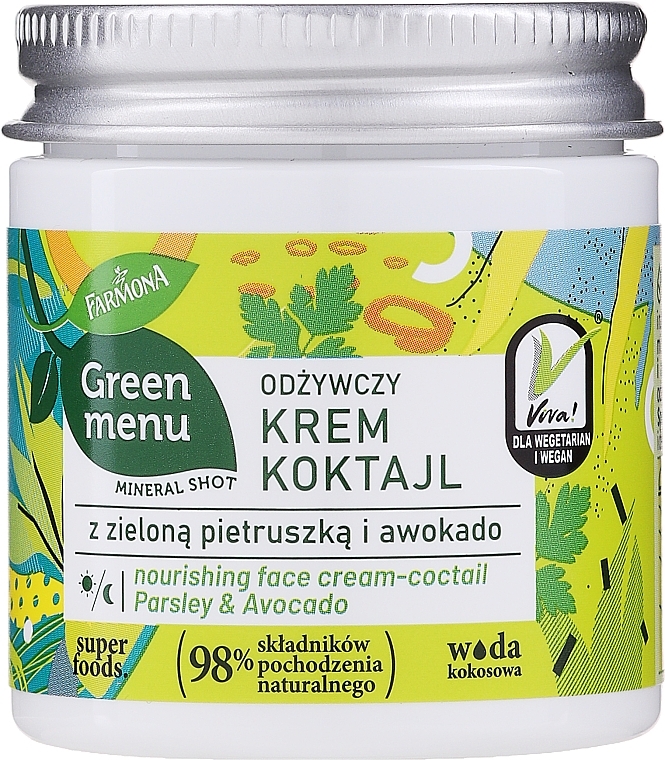 PRZECENA! Odżywczy krem-koktajl do twarzy z zieloną pietruszką i awokado - Farmona Green Menu * — Zdjęcie N2