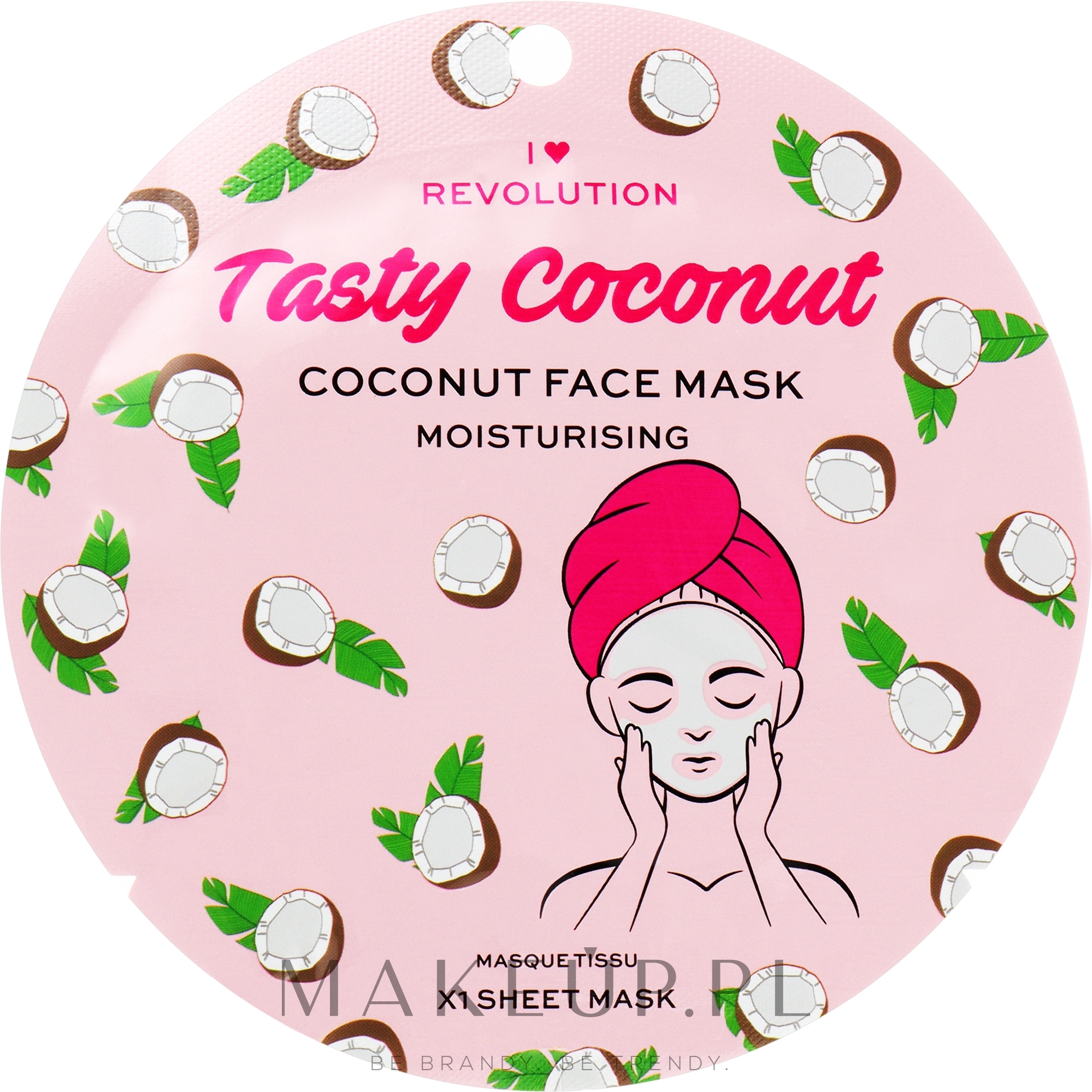 Kokosowa nawilżająca maska ​​w płachcie - I Heart Revolution Coconut Moisturising Printed Sheet Mask — Zdjęcie 2 g