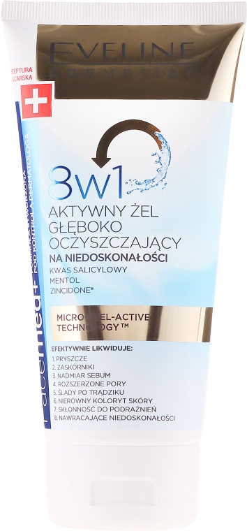 Aktywny żel głęboko oczyszczający na niedoskonałości 8 w 1 - Eveline Cosmetics Facemed+ — Zdjęcie N1