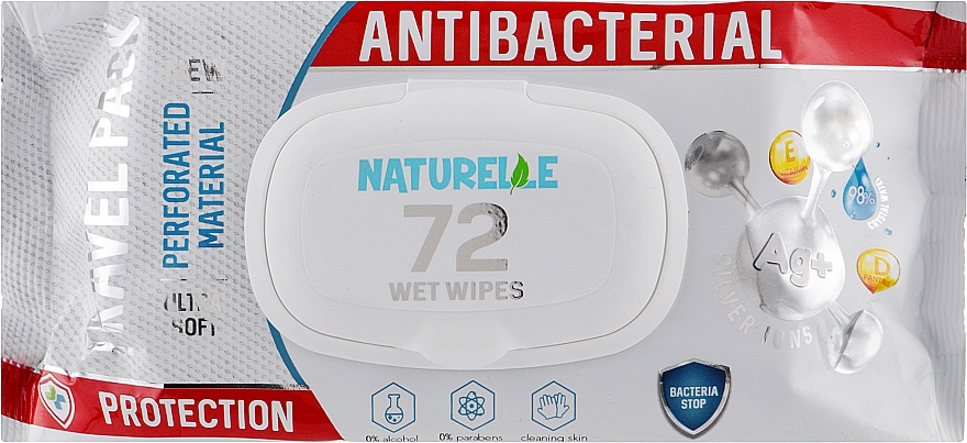 Antybakteryjne chusteczki nawilżane, 72 szt. - Naturelle Antibacterial Wet Wipes Travel Pack — Zdjęcie N1