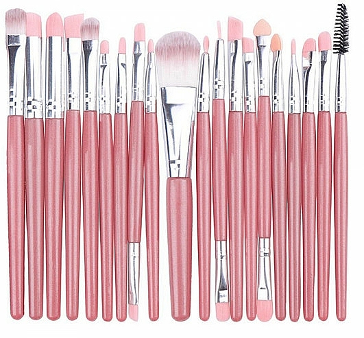 Zestaw pędzli do makijażu, różowe, 20 szt. - Deni Carte Makeup Brush Set Pink — Zdjęcie N1