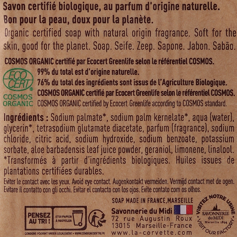 Organiczne mydło w kostce Aloes - La Corvette Aloe Vera Soap — Zdjęcie N2