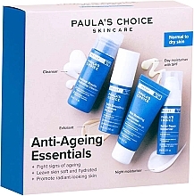 Zestaw - Paula's Choice Anti-Aging Essentials Normal To Dry Skin Set (f/cr/10ml + f/cr/15ml + f/gel/30ml + f/peel/10ml) — Zdjęcie N1