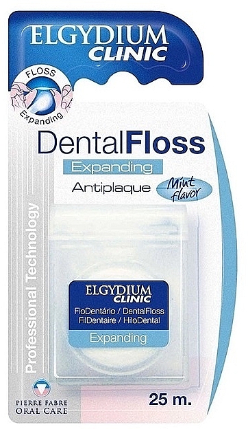 Nić dentystyczna przeciw płytce nazębnej - Elgydium Clinic Dental Floss Expanding Antiplaque — Zdjęcie N1