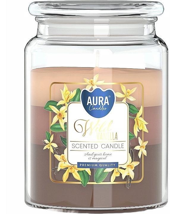 Świeca zapachowa trójwarstwowa w słoiku Dzika wanilia - Bispol Aura Scented Candle Wild Vanilla — Zdjęcie N1