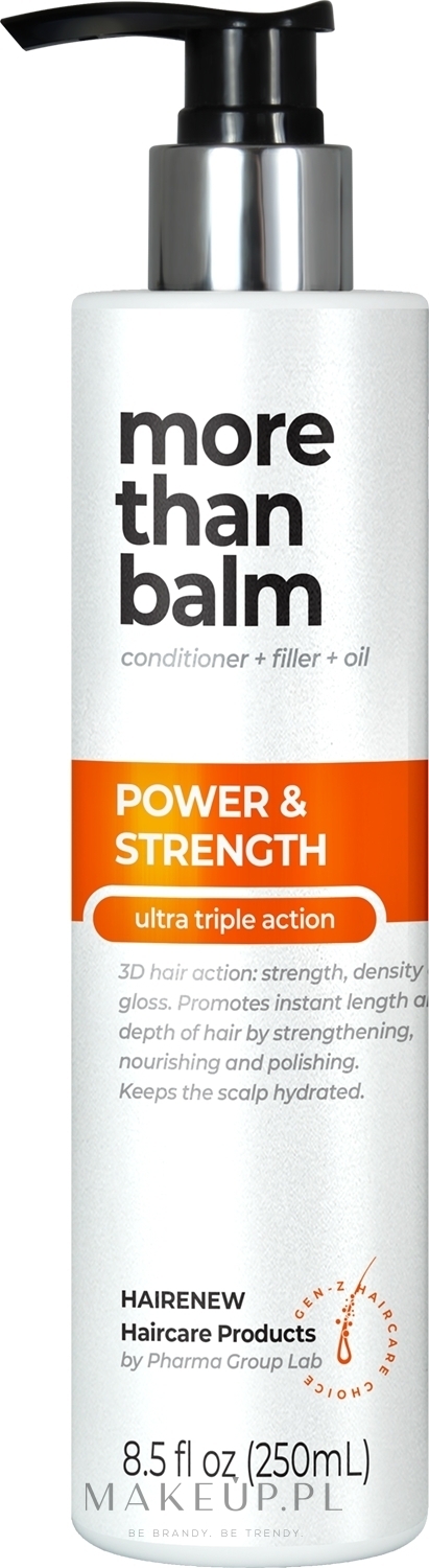 Odżywka z efektem 3D Siła, połysk, objętość - Hairenew Power & Strength Balm Hair — Zdjęcie 250 ml