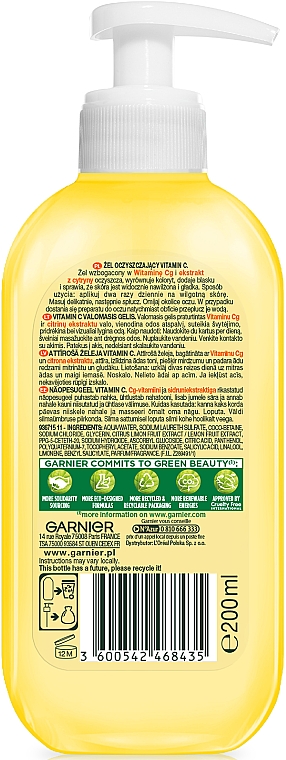 Żel do mycia twarzy z witaminą C - Garnier Naturals Vitamin C Cleansing Gel  — Zdjęcie N3
