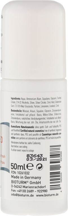 Srebrny dezodorant w kulce Intensywna świeżość - Bioturm Silver Deodorant Intensive Fresh Roll-On No. 32 — Zdjęcie N2