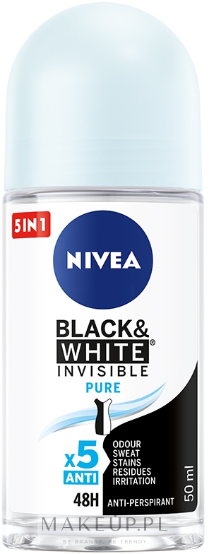 Antyperspirant w kulce - NIVEA Black & White Invisible Female Deodorant Pure Roll-On — Zdjęcie 50 ml
