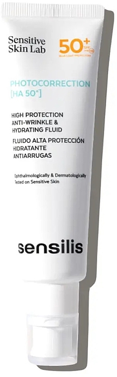 Fluid przeciwsłoneczny do twarzy - Sensilis Photocorrection HA 50+ High Protection Anti-Wrinkle & Hydrating Fluid — Zdjęcie N1