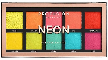 Paleta cieni do powiek - Profusion Cosmetics Neon 10 Shades Eyeshadow Palette — Zdjęcie N1