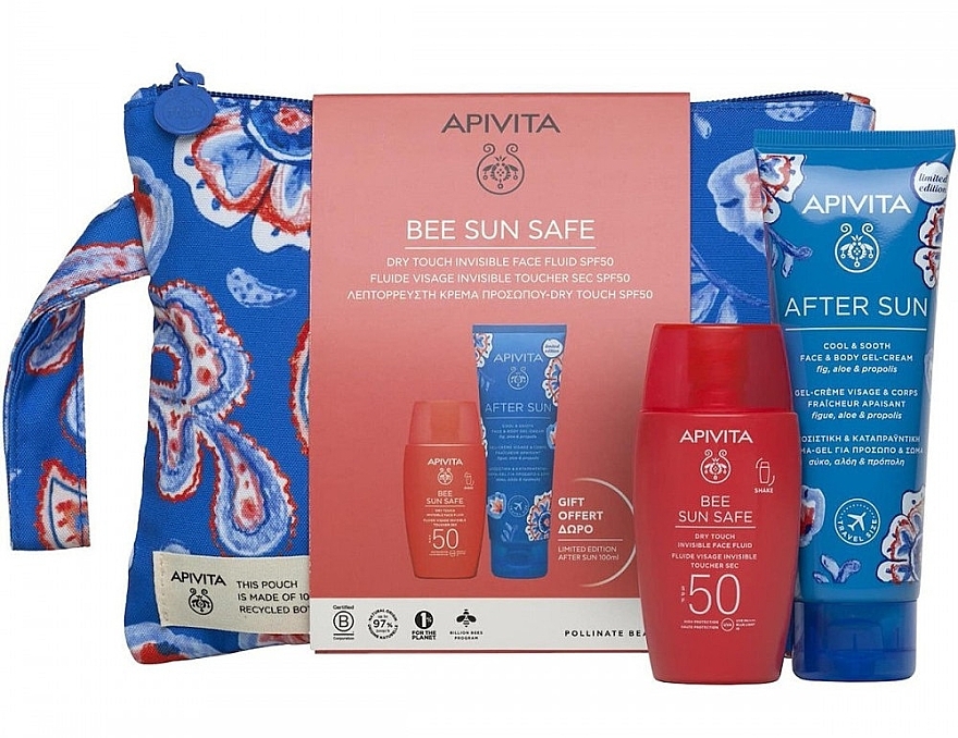 Zestaw - Apivita Bee Sun Safe Gift (fluid/50ml + gel/100ml + bag) — Zdjęcie N1