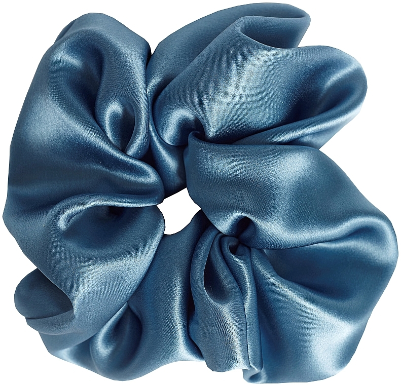 Gumka do włosów scrunchie, jedwab, niebieska - de Lure Scrunchie — Zdjęcie N1