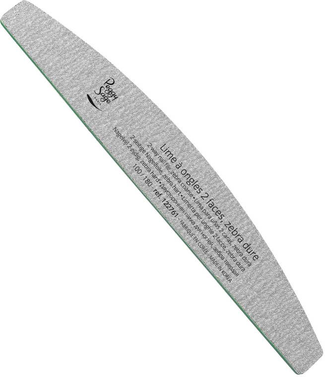 Dwustronny pilniczek do paznokci 100/180, zebra - Peggy Sage 2-way Washable Half-Moon Nail File — Zdjęcie N1