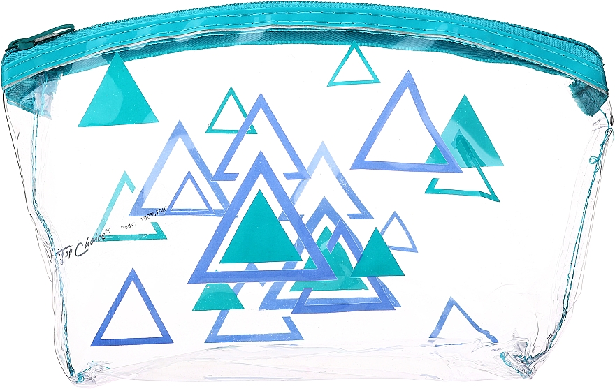 Kosmetyczka damska Triangles, 93517, Turkusowe i niebieskie trójkąty - Top Choice — Zdjęcie N1