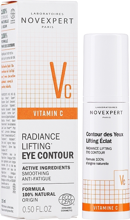 100% naturalny rozświetlająco-liftingujący krem pod oczy - Novexpert Vitamin C Radiance Lifting Eye Contour — Zdjęcie N2