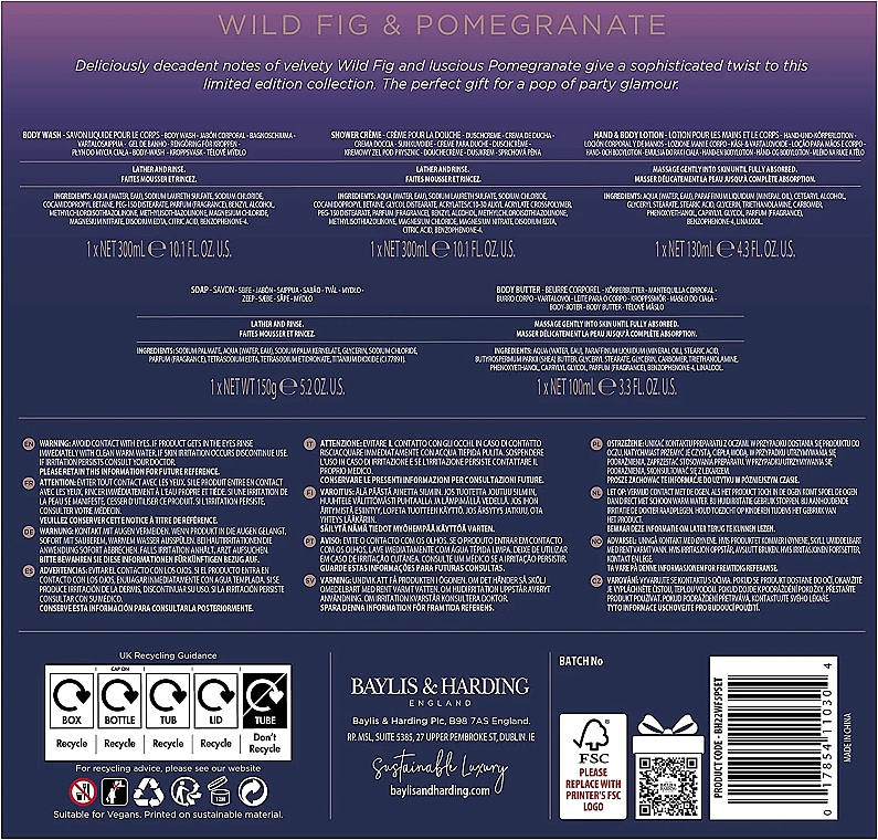 Zestaw, 5 produktów - Baylis & Harding Wild Fig & Pomegranate Perfect Pamper Gift Pack — Zdjęcie N3