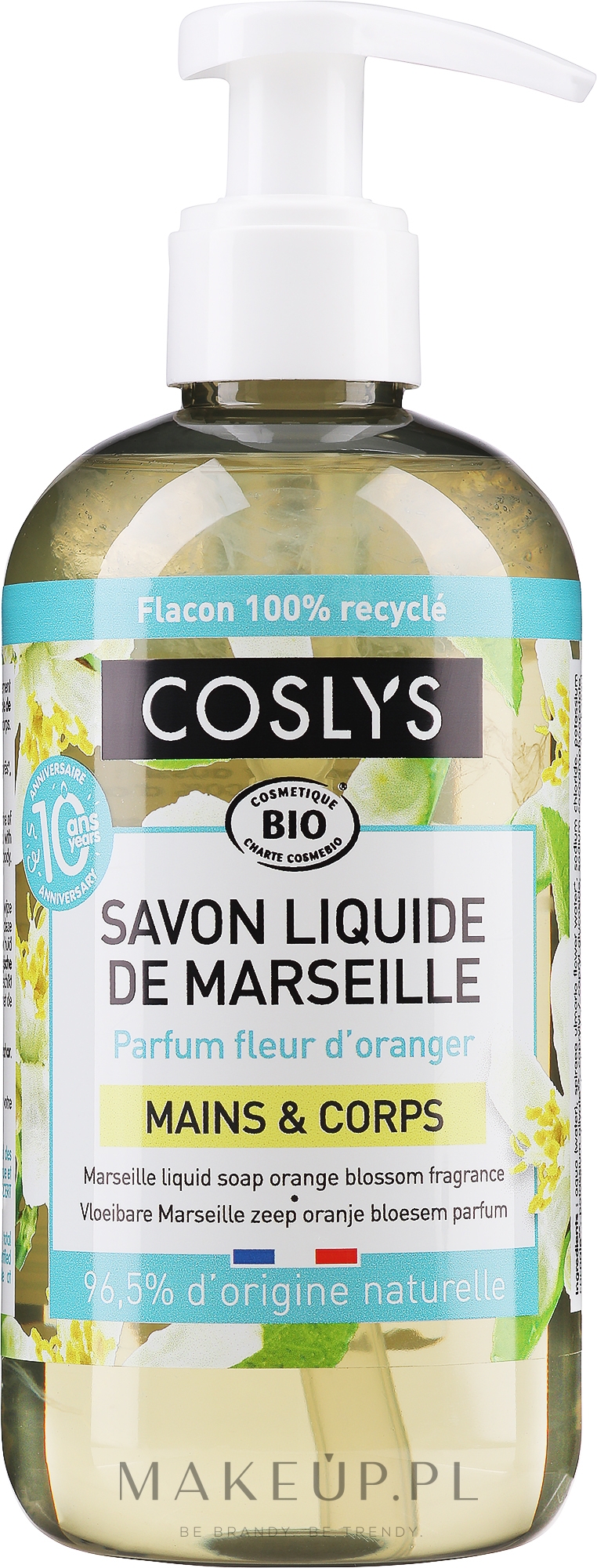 Mydło w płynie oliwa z oliwek i kwiat pomarańczy - Coslys Body Care Marseille Soap Orange Blossom — Zdjęcie 300 ml