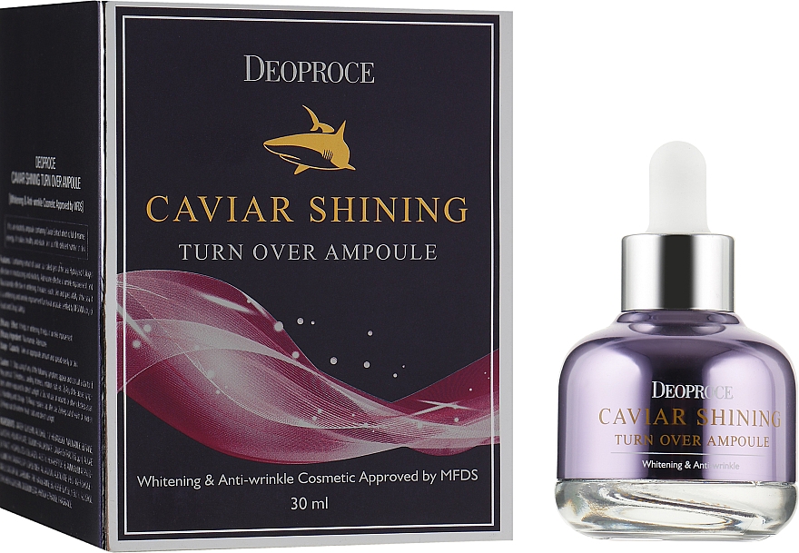 Serum rozświetlające do twarzy z kawiorem - Deoproce Caviar Shining Turn Over Ampoule — Zdjęcie N1