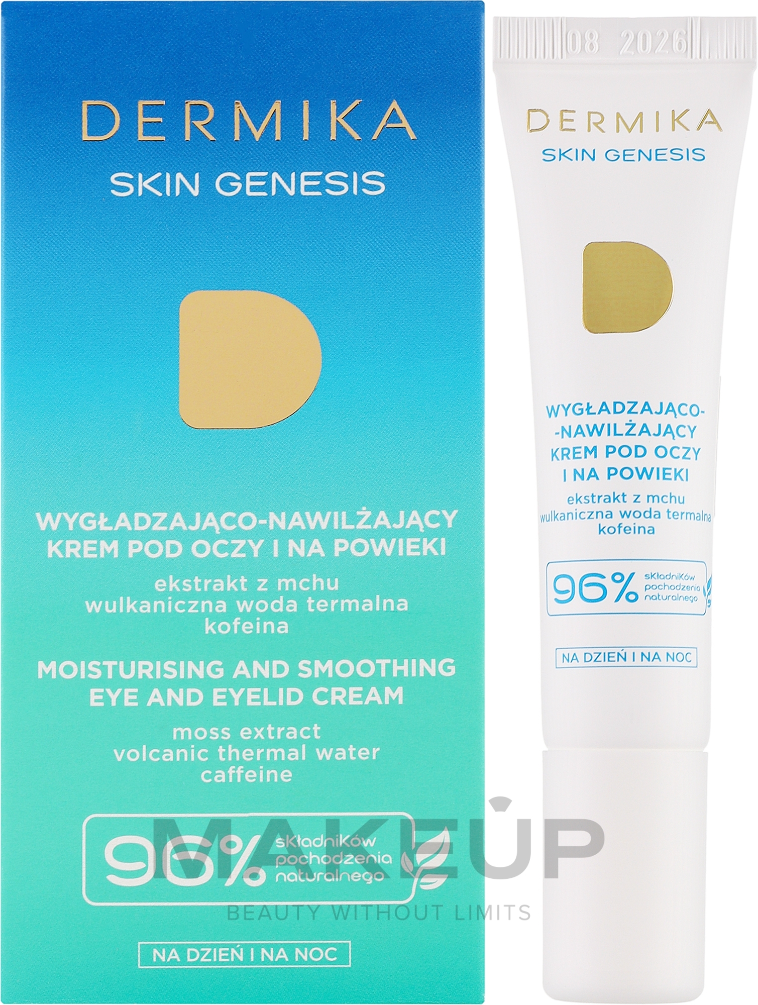 Wygładzająco-nawilżający krem pod oczy i na powieki - Dermika Skin Genesis Eye Cream — Zdjęcie 15 ml