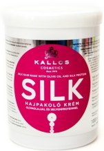 Maska w kremie z wyciągiem oleju oliwkowego i białka jedwabiu do suchych i martwych włosów - Kallos Cosmetics Silk Hair Mask — Zdjęcie N3