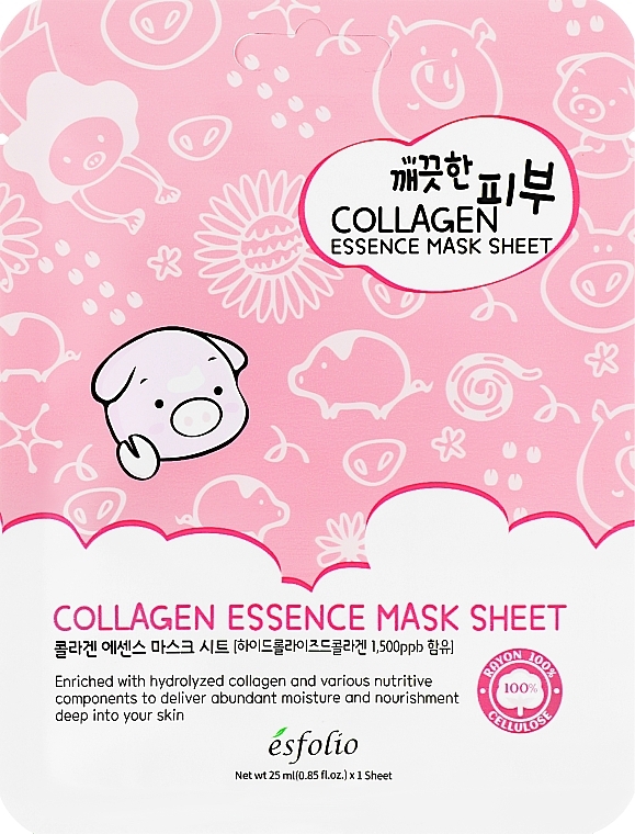 Maska w płachcie do twarzy z ekstraktem z kolagenu - Esfolio Pure Skin Colagen Essence Mask Sheet