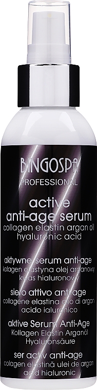 Aktywne serum Anti-Age z kolagenem, elastyną, kwasem hialuronowym i olejem arganowym - BingoSpa Artline Anti-Age Active Serum — Zdjęcie N1