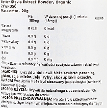 Organiczny ekstrakt ze stewii w proszku - Now Foods Better Stevia Extract Powder Organic — Zdjęcie N2