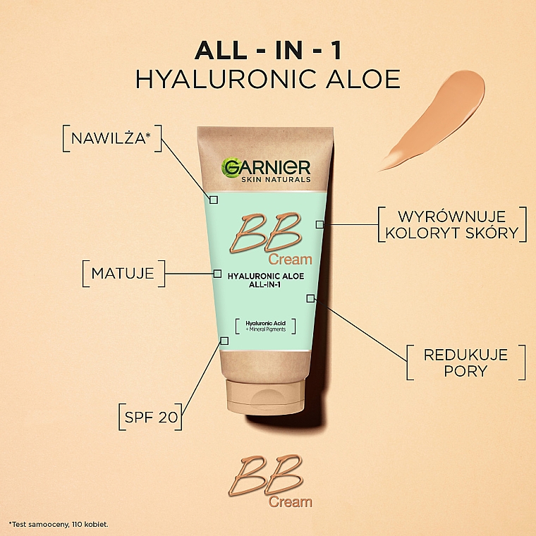 Nawilżający krem BB dla skóry tłustej i mieszanej - Garnier Hyaluronic Aloe All-In-1 — Zdjęcie N7