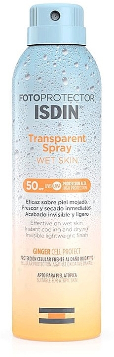 Spray przeciwsłoneczny do ciała SPF 15 - Isdin Fotoprotector Transparent Spray Wet Skin SPF 50+ — Zdjęcie N1