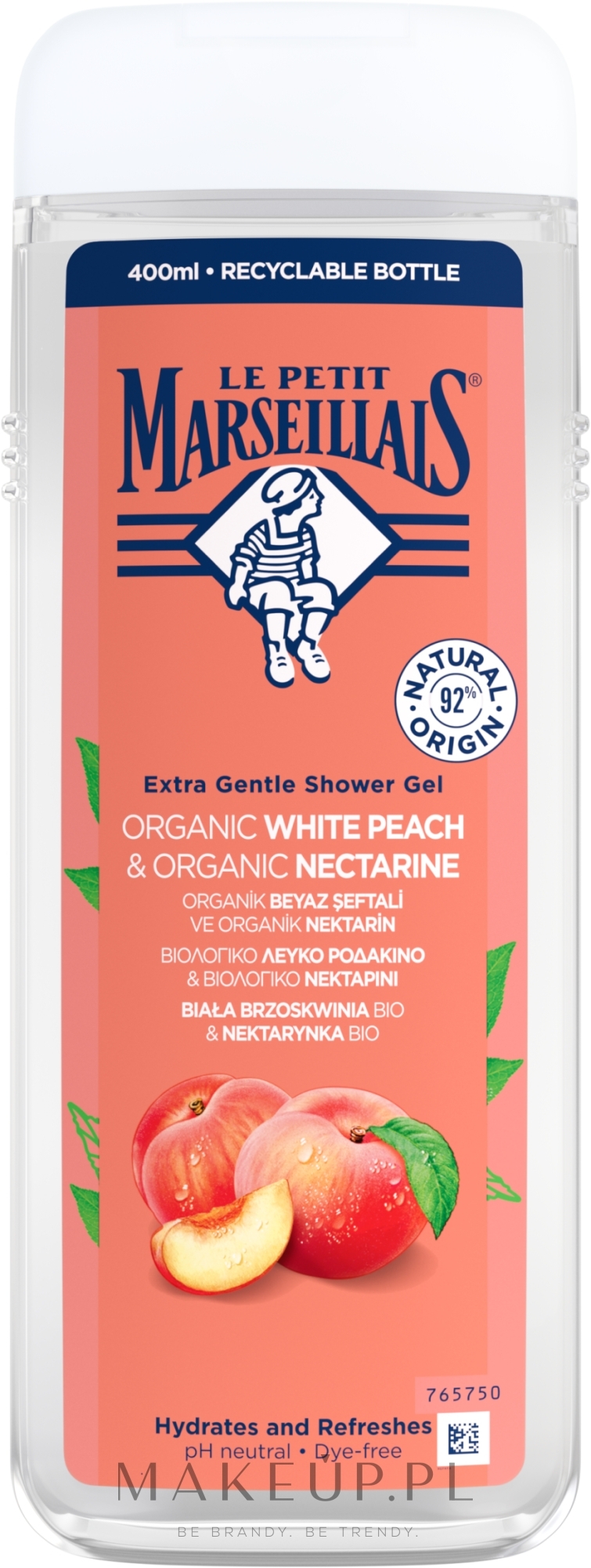 Nawilżający żel pod prysznic Biała brzoskwinia i nektarynka - Le Petit Marseillais Moisturising Shower Gel White Peach And Nectarine — Zdjęcie 400 ml