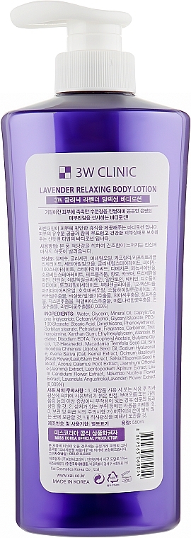 Balsam do ciała z ekstraktem z lawendy - 3W Clinic Lavender Relaxing Body Lotion