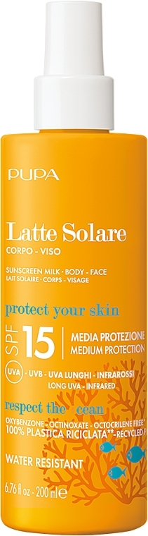 Mleczko do opalania twarzy i ciała - Pupa Sunscreen Milk Medium Protection SPF 15  — Zdjęcie N1