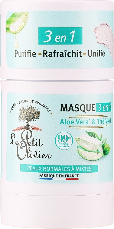 Maska w sztyfcie twarzy - Le Petit Olivier Aloe Vera & Green Tea 3in1 Face Mask — Zdjęcie N1