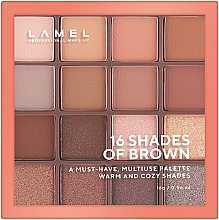 Paleta cieni do powiek - LAMEL Make Up Eyeshadow 16 Shades of Brown Palette — Zdjęcie N2