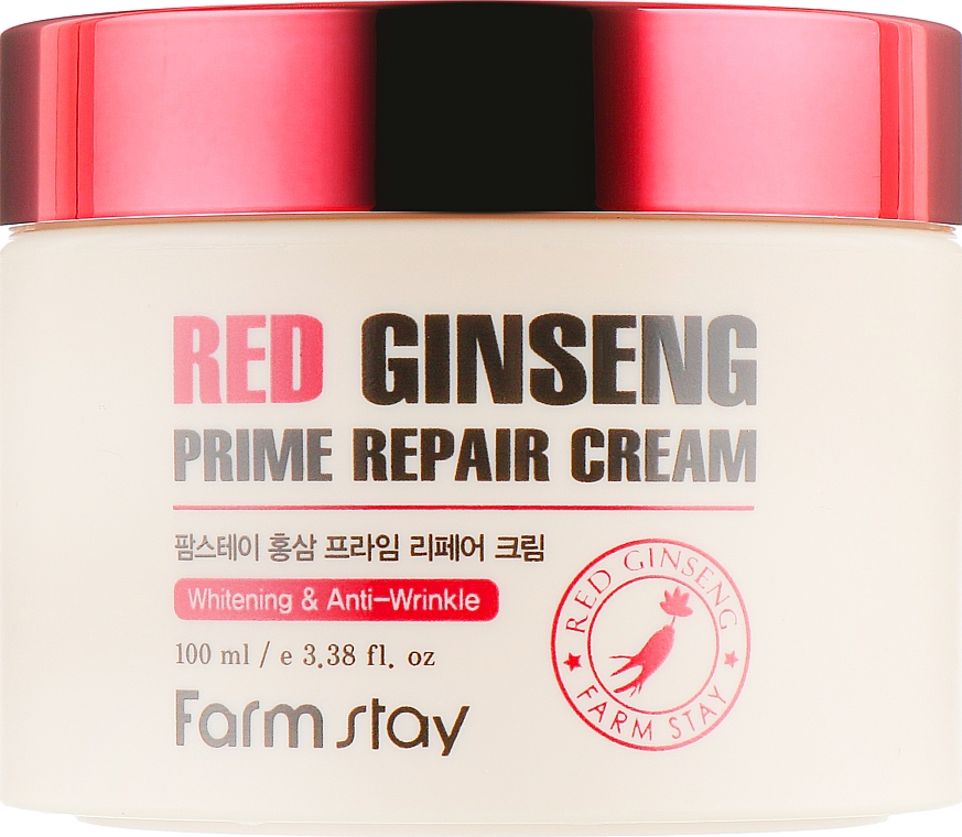 Rewitalizujący krem przeciwstarzeniowy z wyciągiem z czerwonego żeń-szenia - FarmStay Red Ginseng Prime Repair Cream — Zdjęcie N2