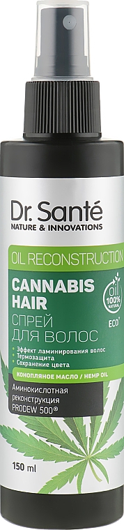 Rewitalizująca odżywka w sprayu do włosów z olejem konopnym - Dr Sante Cannabis Hair Spray — Zdjęcie N1