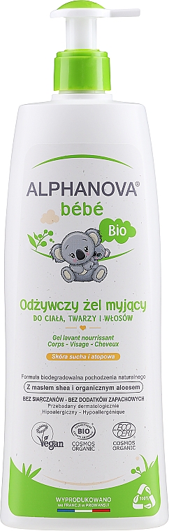 Żel oczyszczający do włosów i ciała dla dzieci do skóry suchej - Alphanova Bébé Nourishing Wash Gel — Zdjęcie N1