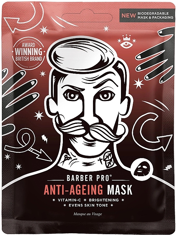Przeciwstarzeniowa maska ​​do twarzy - BarberPro Anti-Ageing Face Sheet Mask — Zdjęcie N1