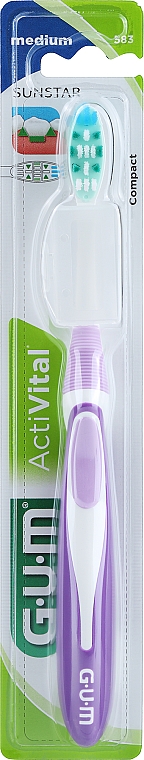 Szczoteczka do zębów, średnio twarda, fioletowa - G.U.M Soft Compact Toothbrush — Zdjęcie N1