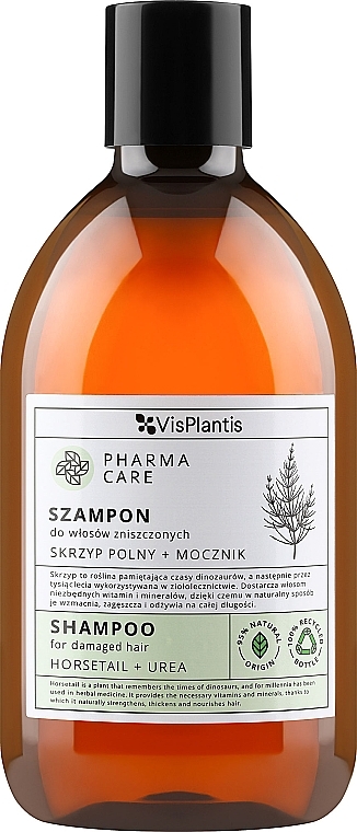 Szampon do włosów zniszczonych Skrzyp + mocznik - Vis Plantis Pharma Care Horsetail + Urea Shampoo — Zdjęcie N1